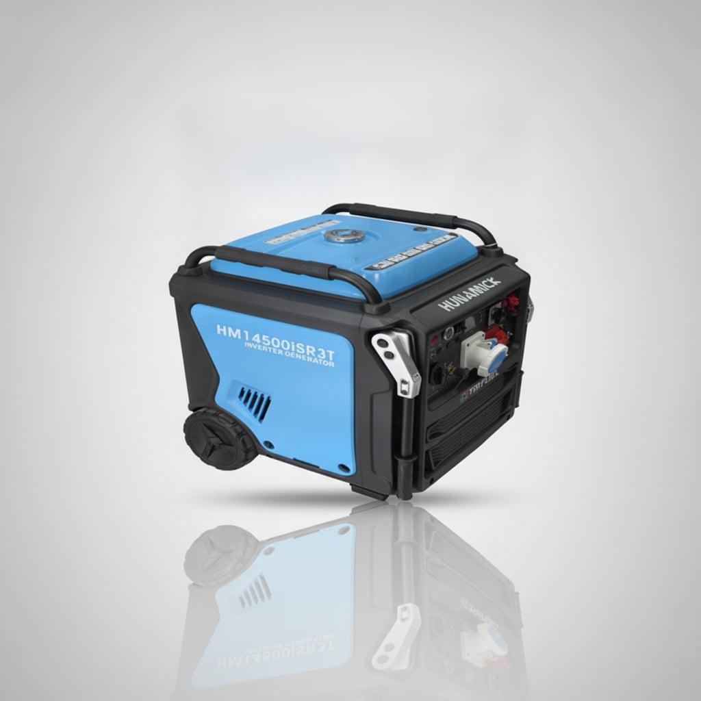 موتور برق هونامیک مدل HM14500iSR3T با توان 12 کیلووات، بیصدا، تک فاز و سه فاز، بدنه مشکی و آبی