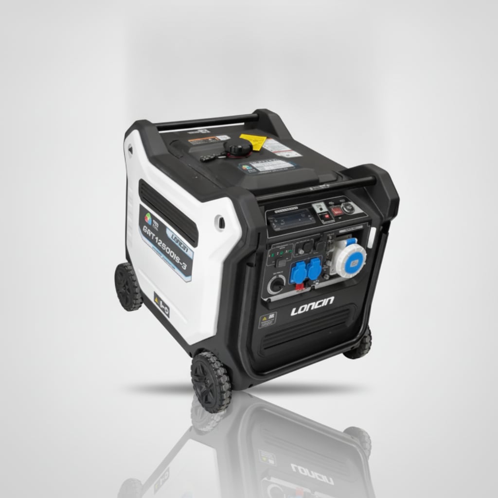 موتور برق سه گانه سوز لانسین مدل GRT12500iS-3 با توان 11 کیلووات و رنگهای آبی، مشکی و سفید